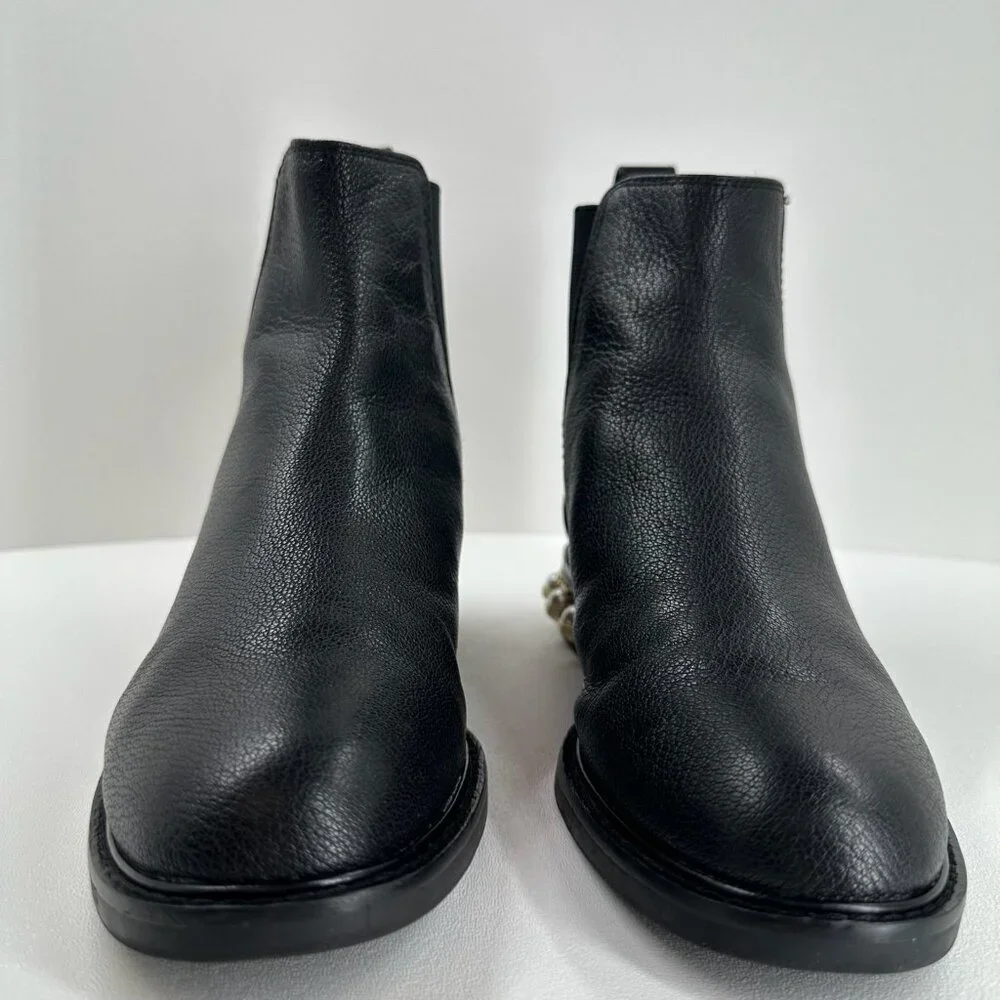 Louise et Cie Valtina Pearl Heel Chelsea Boots Women US 9M Pebbled Leather Black - Picture 5 of 13